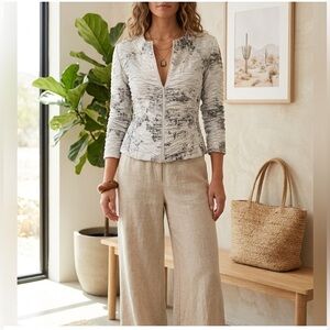 Vintage Michael Tyler Silver Metallic Crinkle Zip-Front Jacket